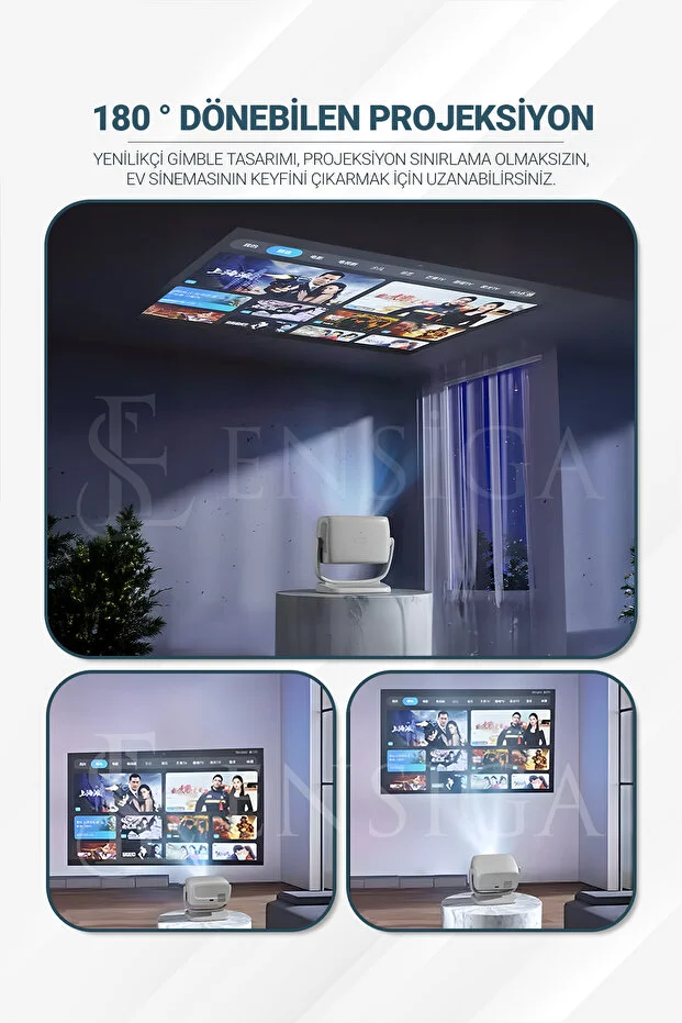 Projektör 4k 5g Wifi 1080p 200lümen Ile Akıllı Taşınabilir Android Yüksek Çözünürlük